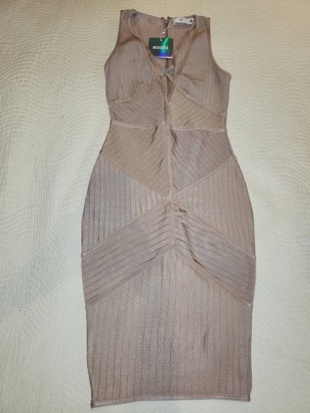 MISGUIDED  Taupe Sleeveless Bandage Midi Dress Size 4 NWT